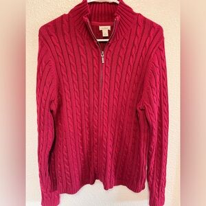 L.L. Bean Women’s Red Cable Knit Sweater L
